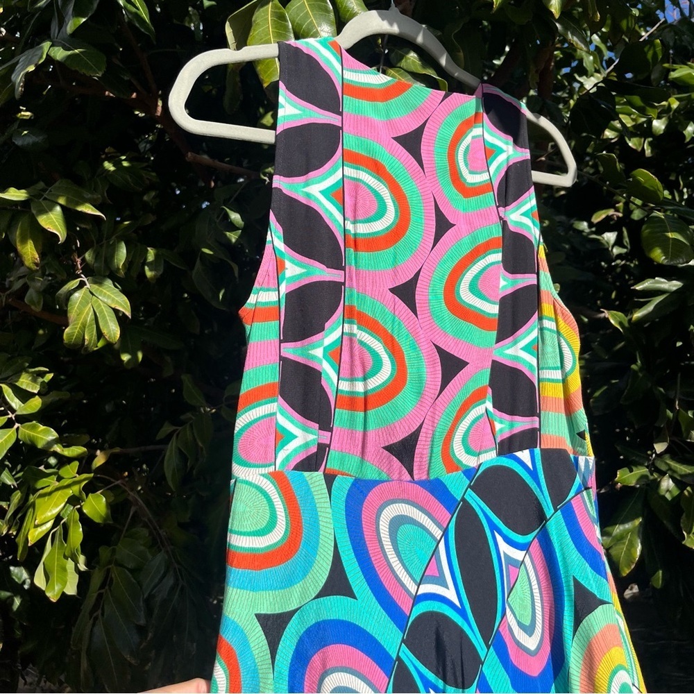 BY ANTHROPOLOGIE multicolor boho geo‎ dot print sleeveless midi dress - Picture 4 of 6